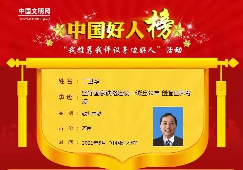 丁卫华同志获评“中国好人”